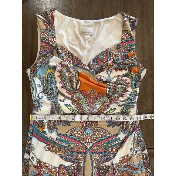 Donna Morgan Womens Size 8 Sleeveless Draped Sheath Dress Multicolor Paisley - Picture 8 of 12